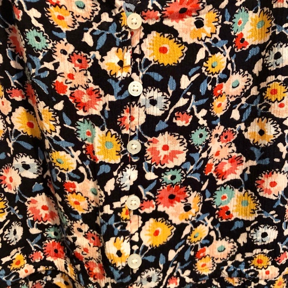 LOFT Floral Side-Tie Henley Mini Dress, MP, Navy and Red/Orange/Yellow - Picture 7 of 16